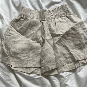 Quince Beige Linen Shorts, Size XS